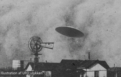 Illustration af UFO ulykken i Aurora, 1897