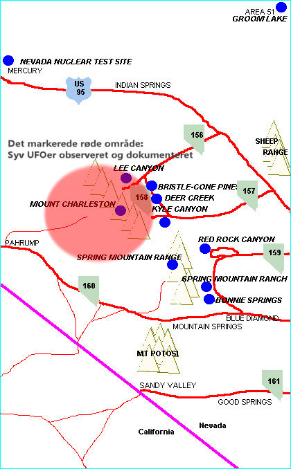 Syv UFOer observeret ved Mt. Charleston, nordvest for Las Vegas. 