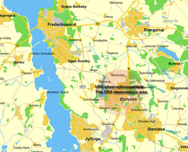 UFO observations near Oelstykke in Denmark