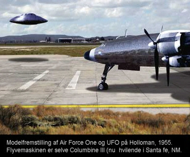 modelfremstilling af UFO mødet, Holloman, 1955