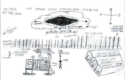 Jan Olav Dolmen Larsen's tegning over UFO observationen